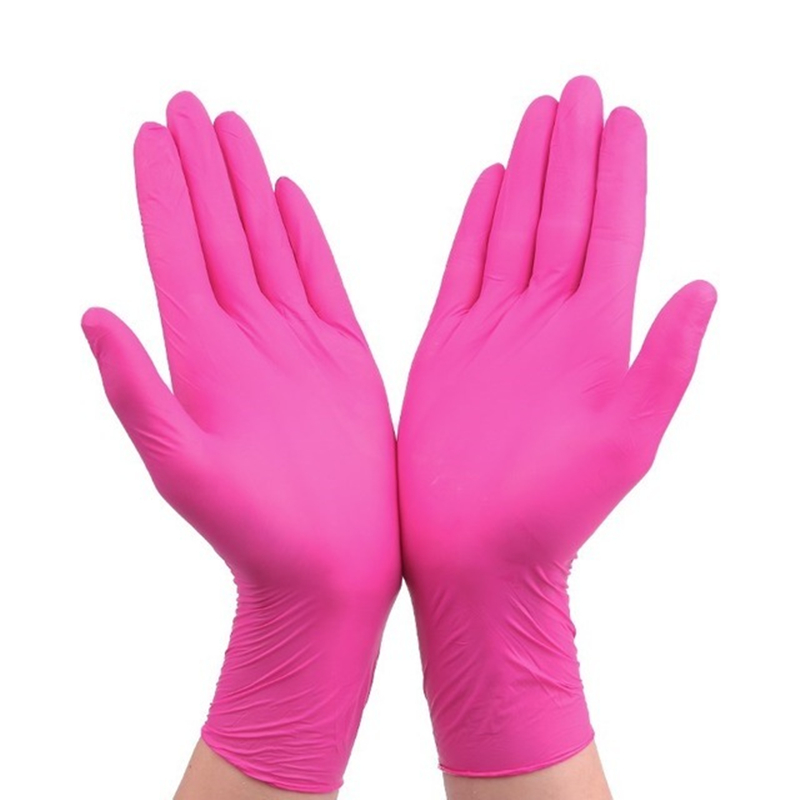 Nitrile Mechanic Glove - قفازات النتريل الوردية السوداء للاستعمال مرة