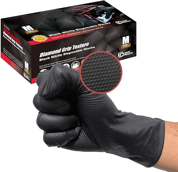 قفازات النتريل السوداء يمكن ال - مراجعة Nitrile Mechanic Glove وسعره